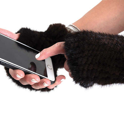 Mink Fingerless Gloves-Women's Accessories-Dark Mahogany-Kevin's Fine Outdoor Gear & Apparel