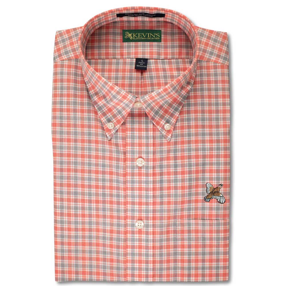 Kevin's Wrinkle Free Long Sleeve Quail Dress Shirt-NICK/CORAL-M-Kevin's Fine Outdoor Gear & Apparel