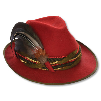 Kevin's Fur Felt Fedora with Feather-WOMENS CLOTHING-RED-L (58)-Kevin's Fine Outdoor Gear & Apparel
