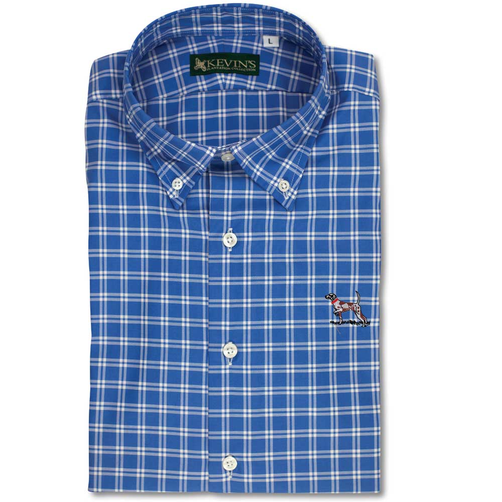 Kevin's American Made Lightweight Cotton Shirts-Men's Clothing-Blue White Plaid- Pointer-M-Kevin's Fine Outdoor Gear & Apparel