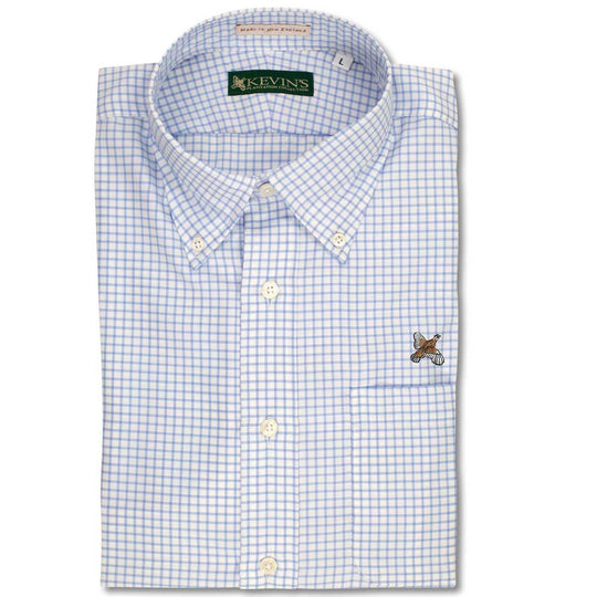 Kevin's American Made Lightweight Cotton Shirts-Men's Clothing-White Blue Window Pane- Quail-M-Kevin's Fine Outdoor Gear & Apparel
