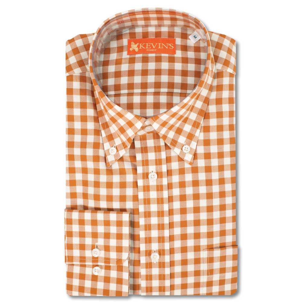 Kevin's Finest 100% Cotton Fall Gingham Shirts-Men's Clothing-Burnt Orange Gingham-M-Kevin's Fine Outdoor Gear & Apparel