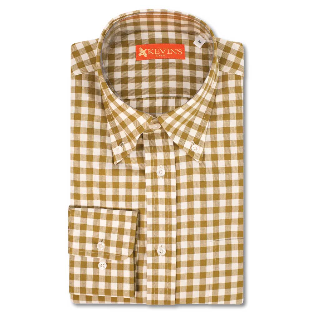 Kevin's Finest 100% Cotton Fall Gingham Shirts-Men's Clothing-Olive Gingham-M-Kevin's Fine Outdoor Gear & Apparel