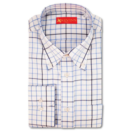 Kevin's Finest 100% Cotton Blue/ Navy Tattersall-Men's Clothing-Blue/ Navy Tattersall-M-Kevin's Fine Outdoor Gear & Apparel