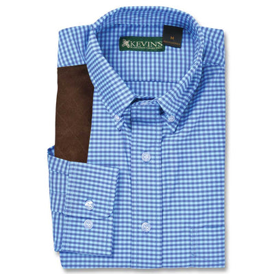 Kevin's BIG & TALL Performance Aqua / Blue Gingham Long Sleeve Right Hand Shooting Shirt-Men's Clothing-Kevin's Fine Outdoor Gear & Apparel