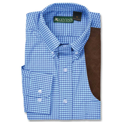 Kevin's Performance Aqua/Blue Gingham Left Hand Shooting Shirt-Men's Clothing-Kevin's Fine Outdoor Gear & Apparel