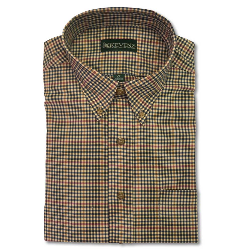 Kevin's Performance Classic Gold Plaid Dress Shirt-MENS CLOTHING-OLD GOLD-S-Kevin's Fine Outdoor Gear & Apparel