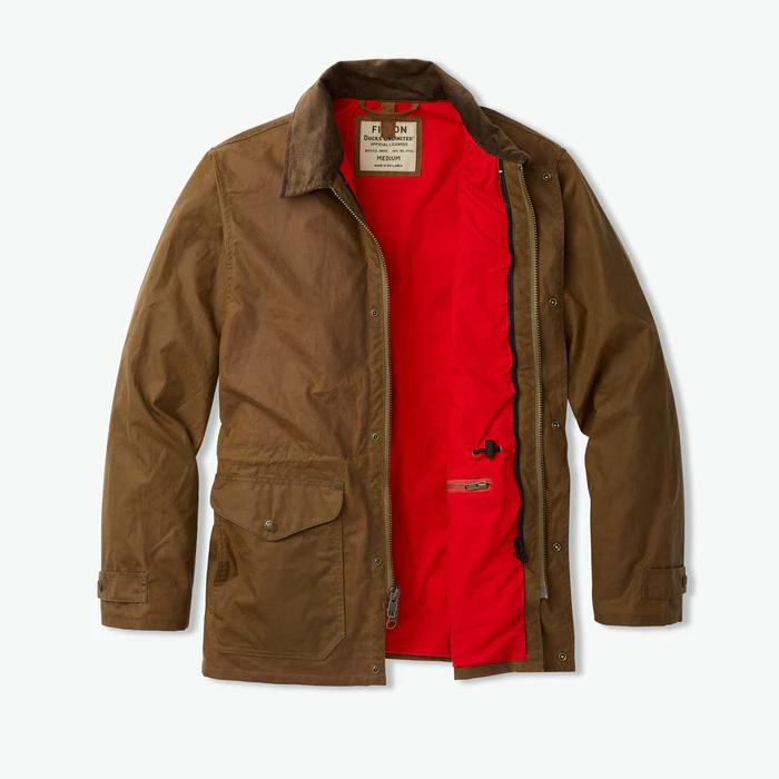 Filson Mile Marker Coat – Dark Earth Waxed Oil Brown, Men’s Cotton Canvas Jacket (20171578)