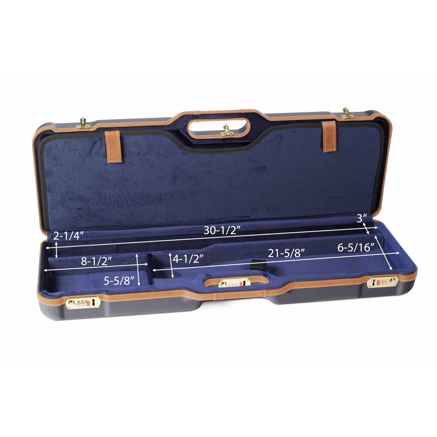 Negrini Two OU/SxS Deluxe Shotgun Travel Case-HUNTING/OUTDOORS-Navy/Tobacco-Kevin's Fine Outdoor Gear & Apparel