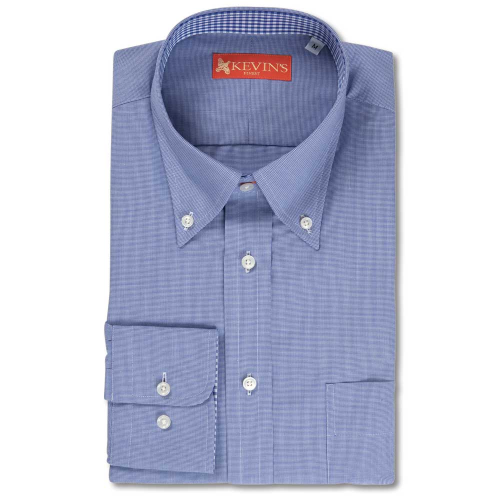 Kevin's Finest Blue Gingham Long Sleeve Dress Shirt-Men's Outerwear-BLUE GINGHAM-M-Kevin's Fine Outdoor Gear & Apparel