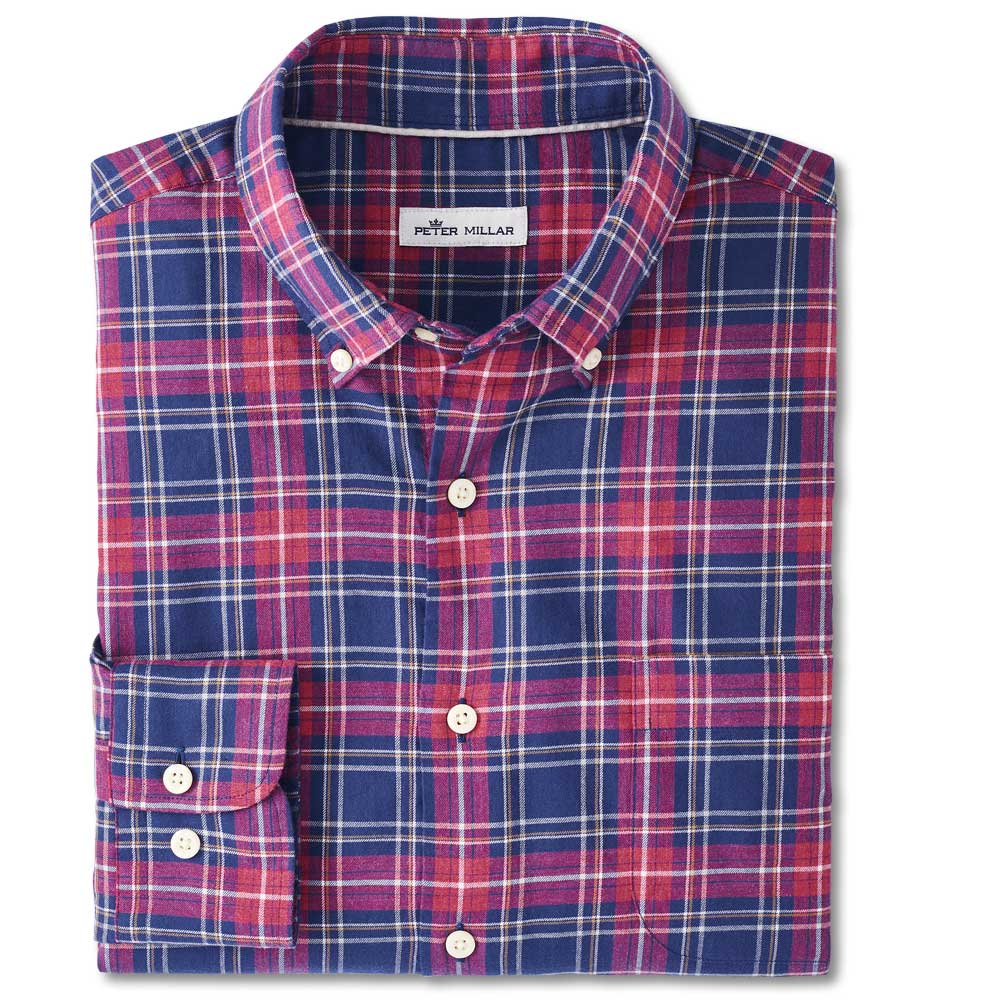 Peter Millar Scripps Autumn Soft Cotton Sport Shirt-Men's Clothing-Atlantic Blue-M-Kevin's Fine Outdoor Gear & Apparel
