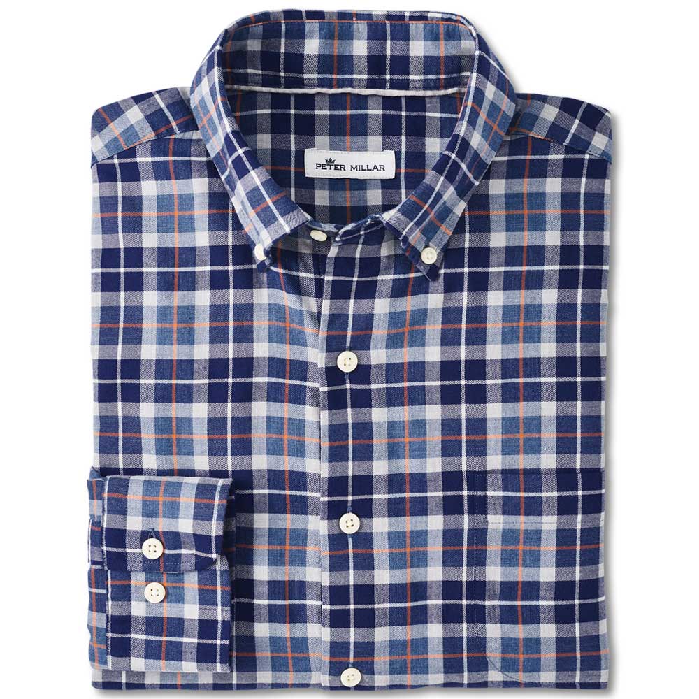 Peter Millar Leason Autumn Cotton Sport Shirt-Men's Clothing-Storm Blue-M-Kevin's Fine Outdoor Gear & Apparel