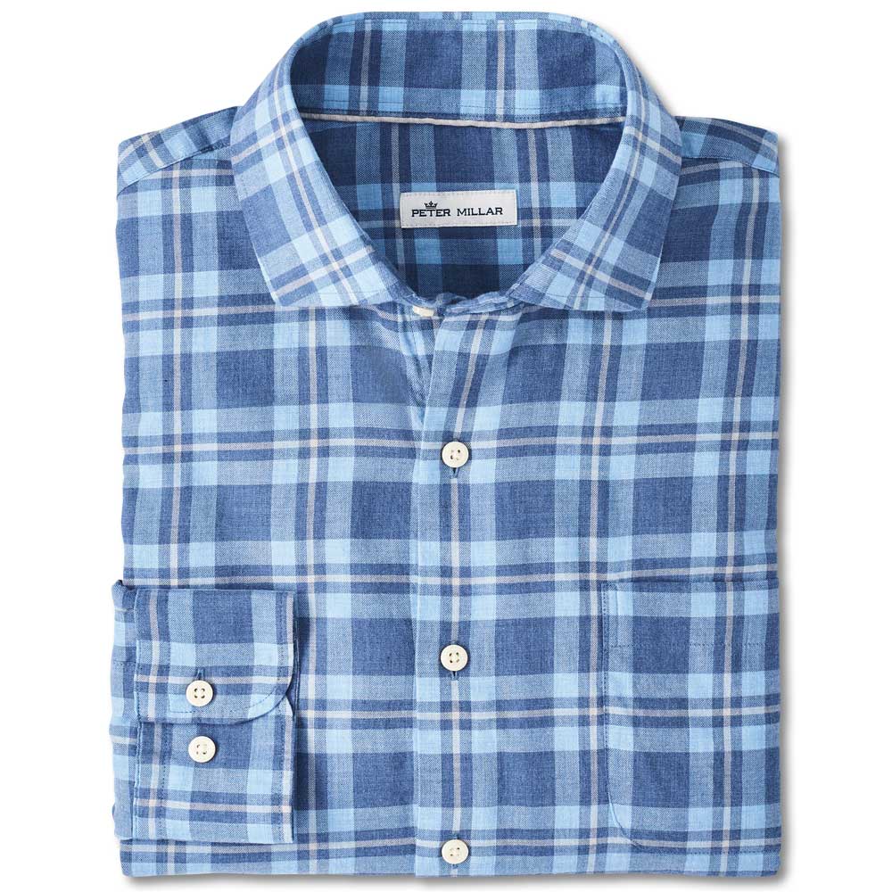 Peter MillarDrewry Autumn Cotton Sport Shirt-Men's Clothing-Storm Blue-M-Kevin's Fine Outdoor Gear & Apparel