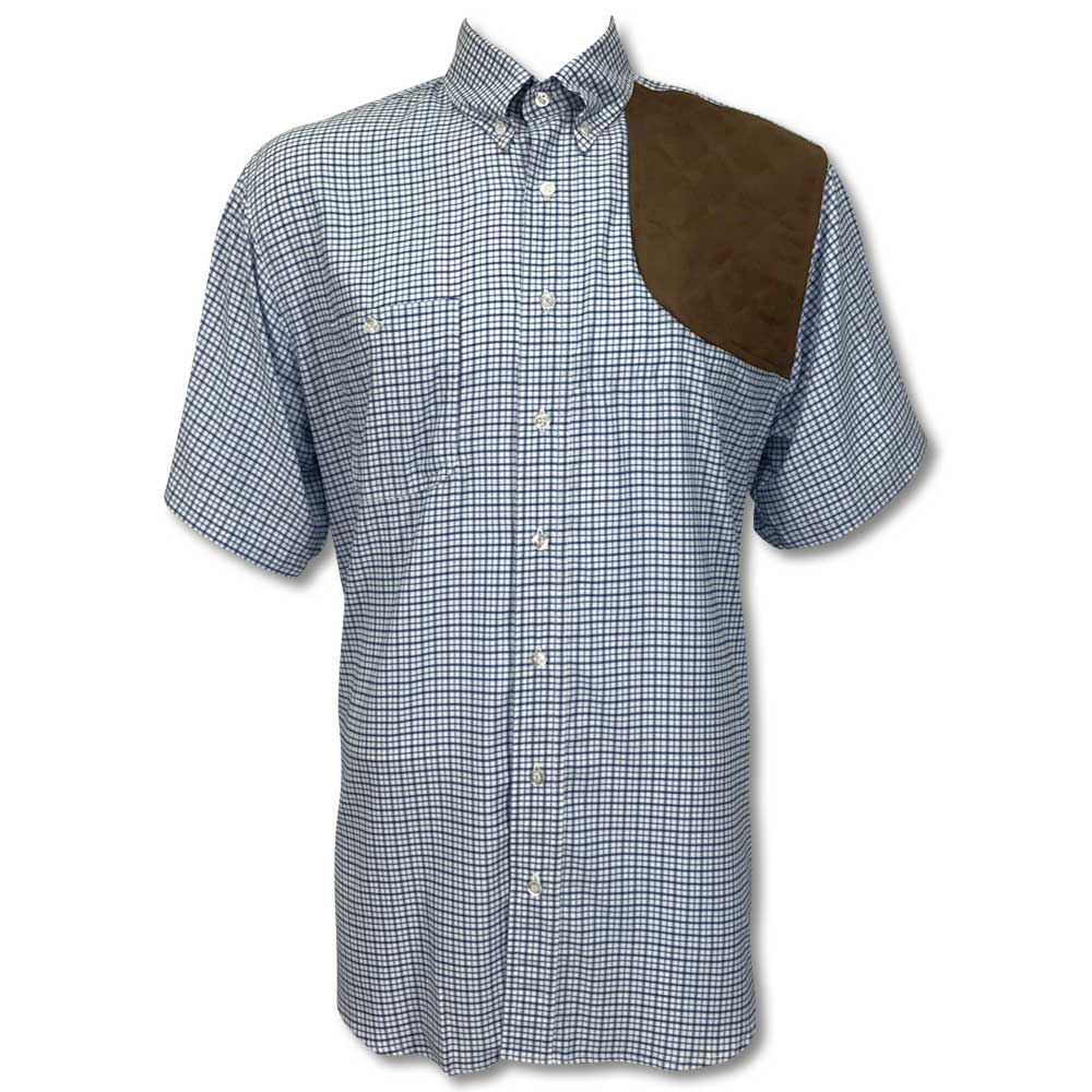 Kevin's Performance Short Sleeve Blue Plaid Left Hand Shooting Shirt-Men's Clothing-S-Kevin's Fine Outdoor Gear & Apparel