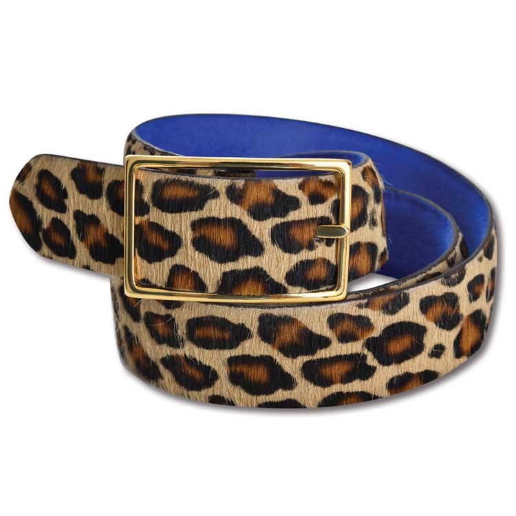 Kevin's Ladies Leopard Calf Blue Suede Belt