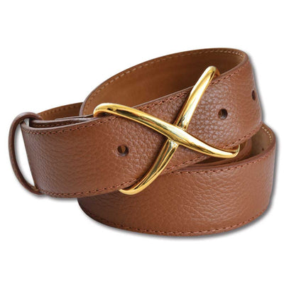 Kevin's Ladies X Leather Belt-WOMENS CLOTHING-TAN-L-Kevin's Fine Outdoor Gear & Apparel