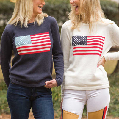 Women's Lightweight Cotton American Flag Sweater-WOMENS CLOTHING-Kevin's Fine Outdoor Gear & Apparel