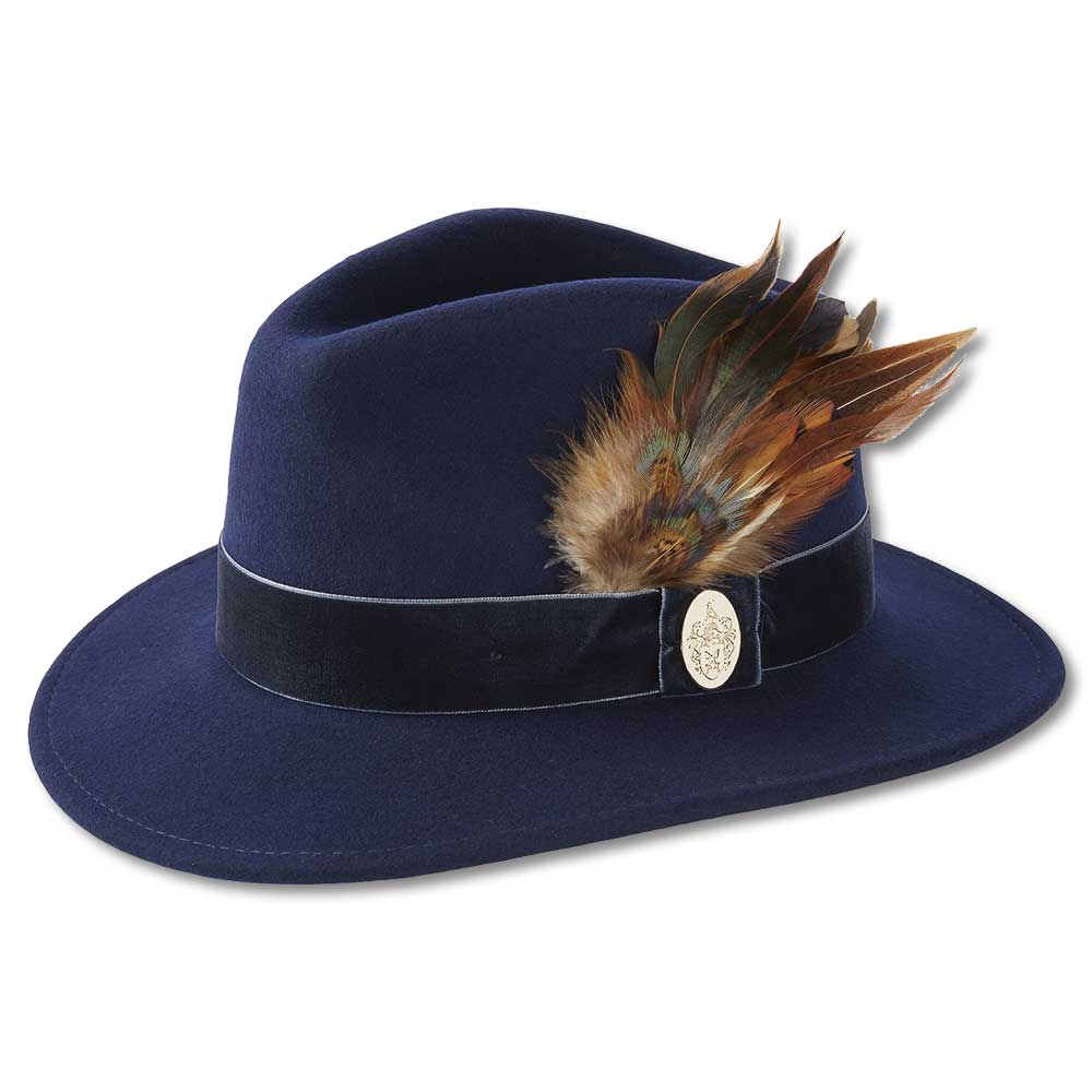 The Chelsworth Fedora-WOMENS CLOTHING-Navy/Coque & Pheasant-XS(53-54)-Kevin's Fine Outdoor Gear & Apparel