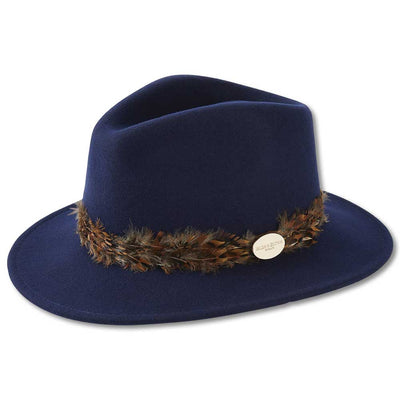 The Suffolk Fedora-Women's Accessories-Navy/Pheasant Wrap-XS(53-54)-Kevin's Fine Outdoor Gear & Apparel