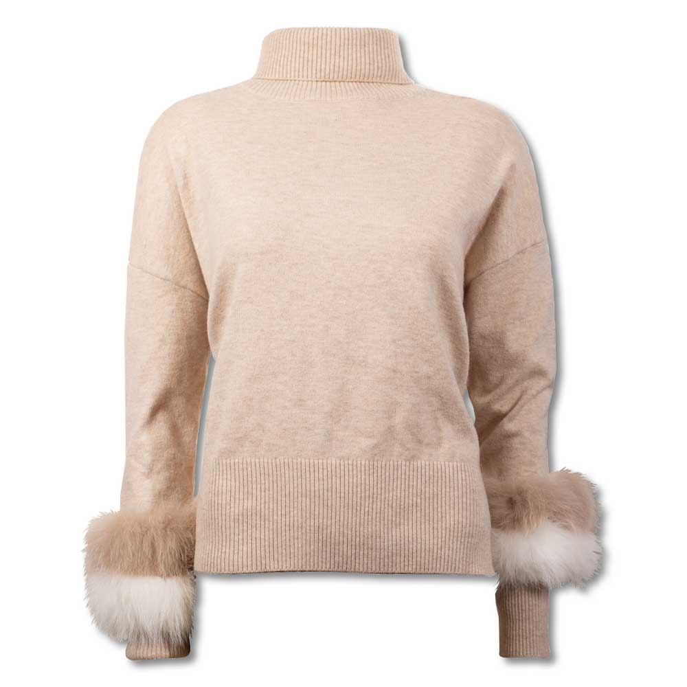 Fur Cuff Sweater-Women's Clothing-Natural-XS-Kevin's Fine Outdoor Gear & Apparel