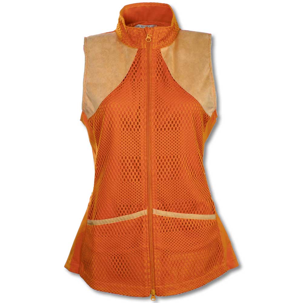 Huntress Mesh Vest with Detachable Game Bag-Women's Clothing-KHAKI/BLAZE-XS-Kevin's Fine Outdoor Gear & Apparel