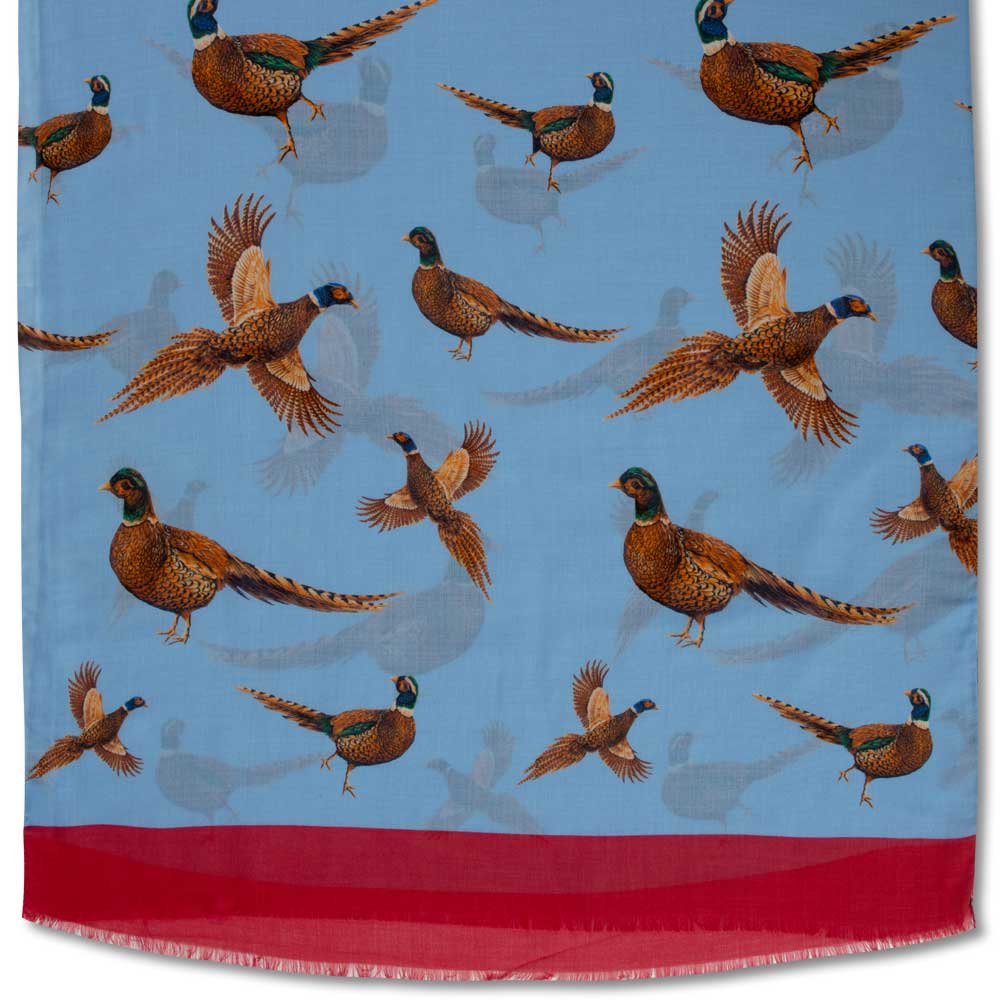 Kevin's Finest Silk Blend Printed Scarves-Women's Accessories-PHEASANT/BLUE-Kevin's Fine Outdoor Gear & Apparel