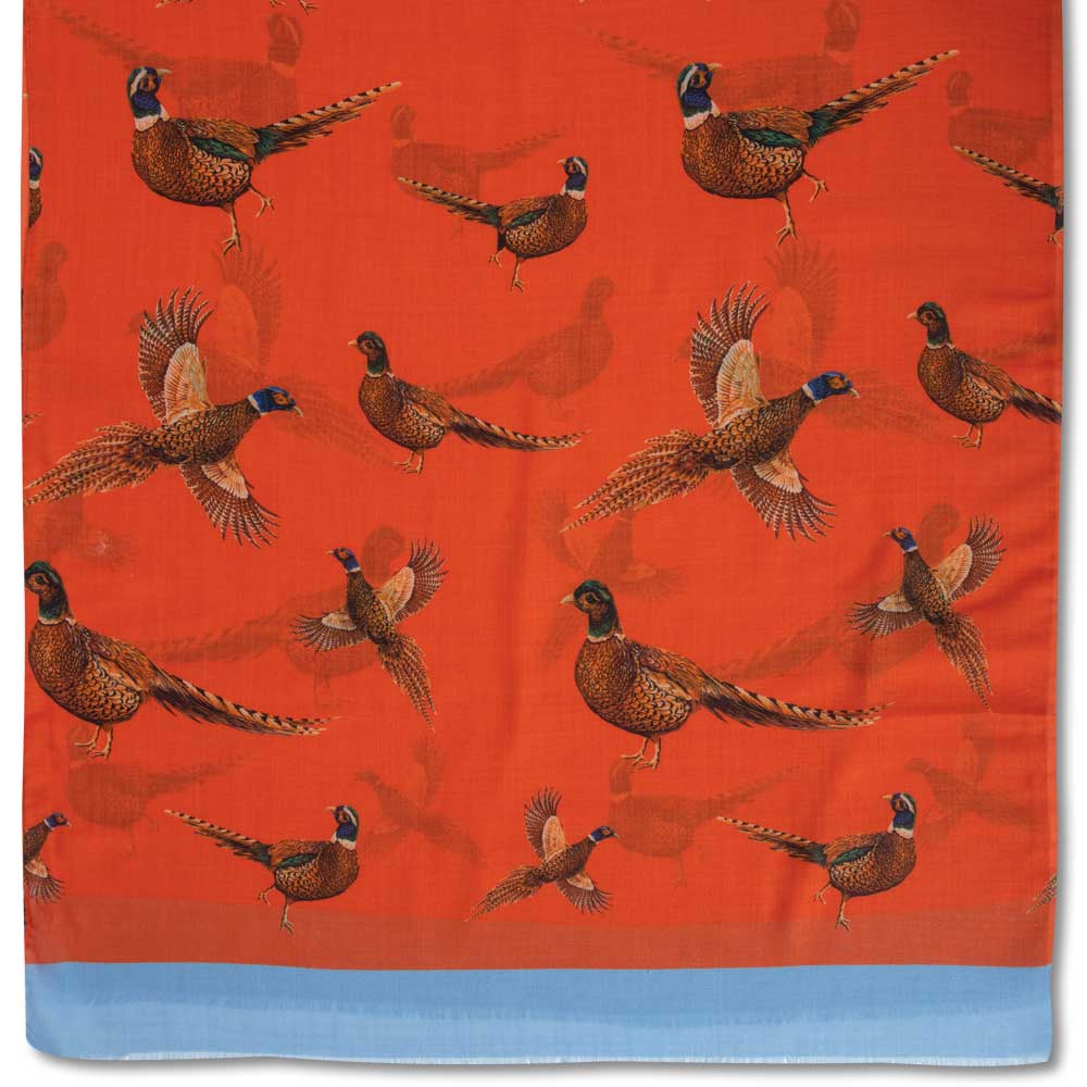 Kevin's Finest Silk Printed Scarves-Women's Accessories-PHEASANT/ORANGE-Kevin's Fine Outdoor Gear & Apparel