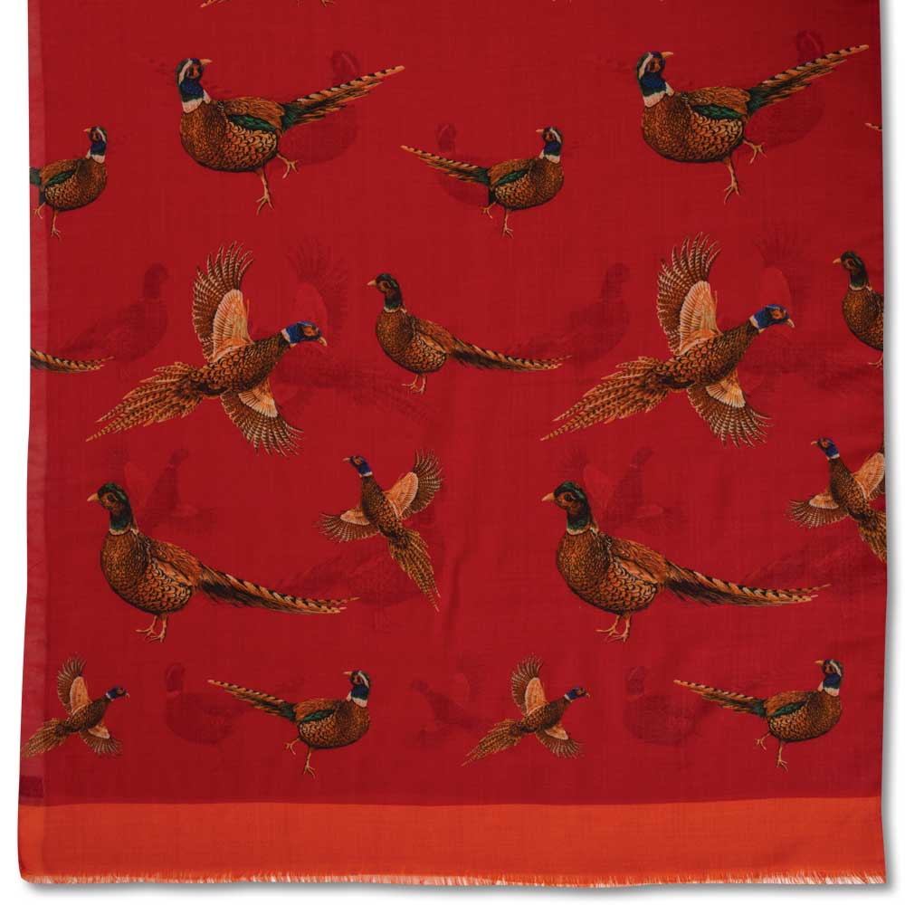 Kevin's Finest Silk Printed Scarves-Women's Accessories-PHEASANT/RED-Kevin's Fine Outdoor Gear & Apparel
