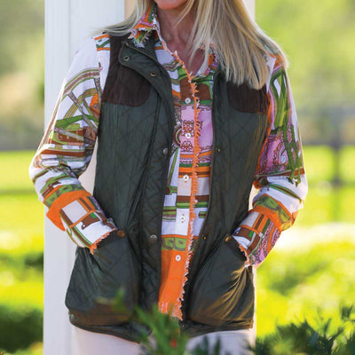 Huntress Quilted Vest with Gamebird Lining-Women's Clothing-OLIVE GREEN-XS-Kevin's Fine Outdoor Gear & Apparel