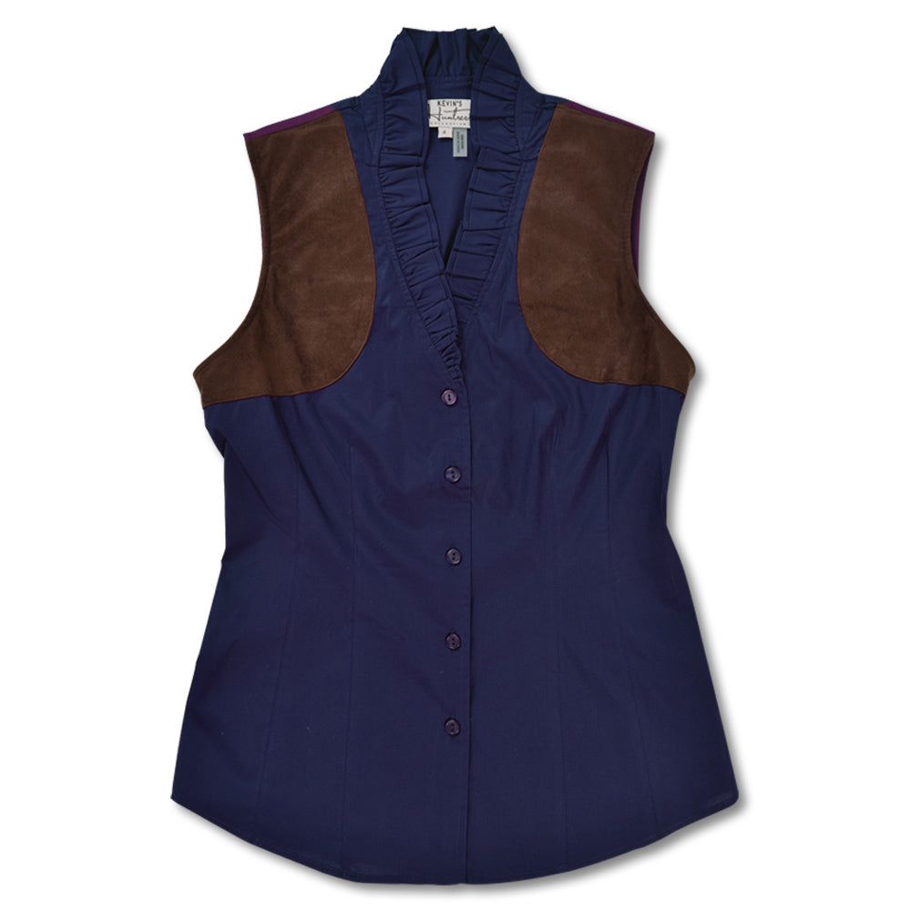 Kevin's Huntress Sleeveless Ruffle Shooting Blouse-Women's Clothing-NAVY-10-Kevin's Fine Outdoor Gear & Apparel
