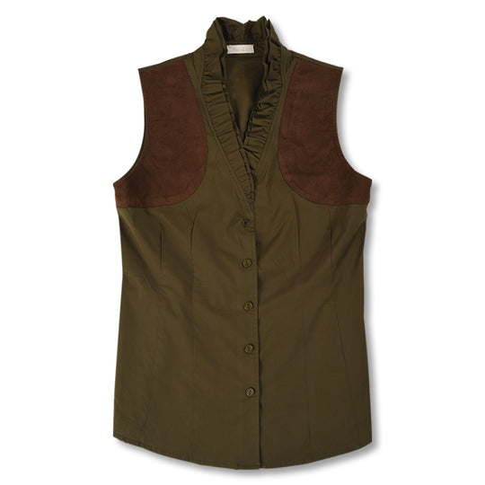 Kevin's Huntress Sleeveless Ruffle Shooting Blouse-Women's Clothing-OLIVE-10-Kevin's Fine Outdoor Gear & Apparel
