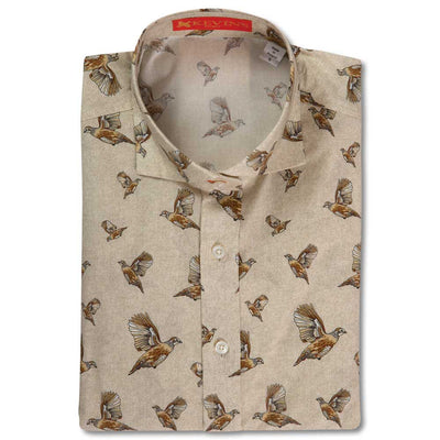 Kevin's Huntress Kat McCall Flying Quail Shirt-Women's Clothing-White/Quail-XS-Kevin's Fine Outdoor Gear & Apparel