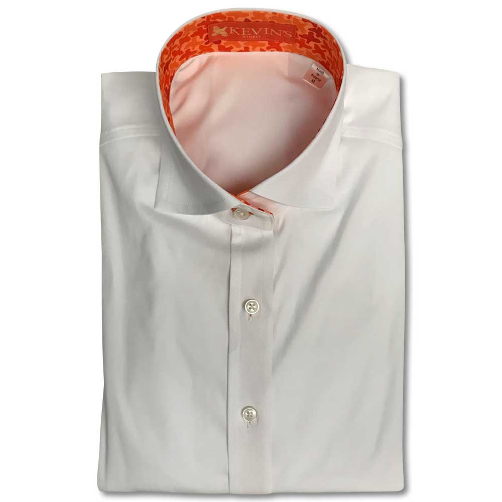 Kevin's Finest Ladies Bobwhite Quail Trimmed Dress Shirt-WOMENS CLOTHING-White/Bobwhite Orange Camo-M-Kevin's Fine Outdoor Gear & Apparel