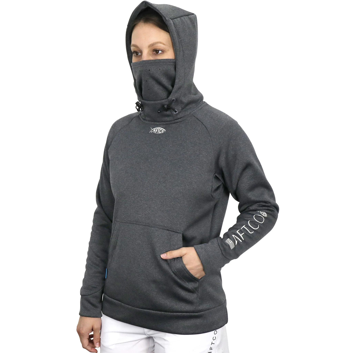 AFTCO Women&s Reaper Hooded Tech Sweatshirt - Charcoal Heather - XS