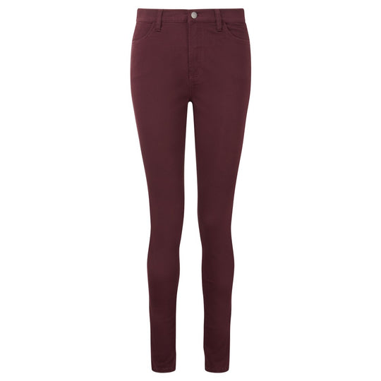 Schoffel ladies' slim-fit high-rise jeans in deep plum with a classic five-pocket design and soft stretch fabric.