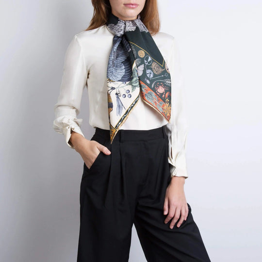 Sabina Savage Alligator's Empire Silk 35" Scarf-Women's Accessories-35"-Laurel/Canvas-Kevin's Fine Outdoor Gear & Apparel