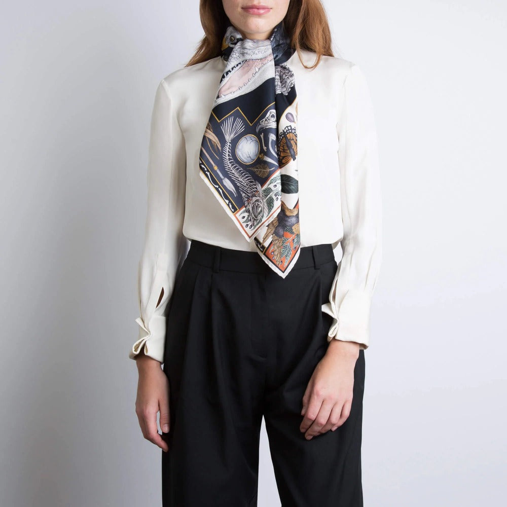 Sabina Savage Alligator's Empire Silk 35" Scarf-Women's Accessories-35"-Laurel/Canvas-Kevin's Fine Outdoor Gear & Apparel