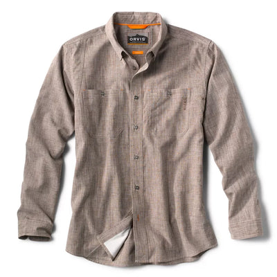 Orvis Chambray Long Sleeve Work Shirt-Men's Clothing-Mocha-S-Kevin's Fine Outdoor Gear & Apparel