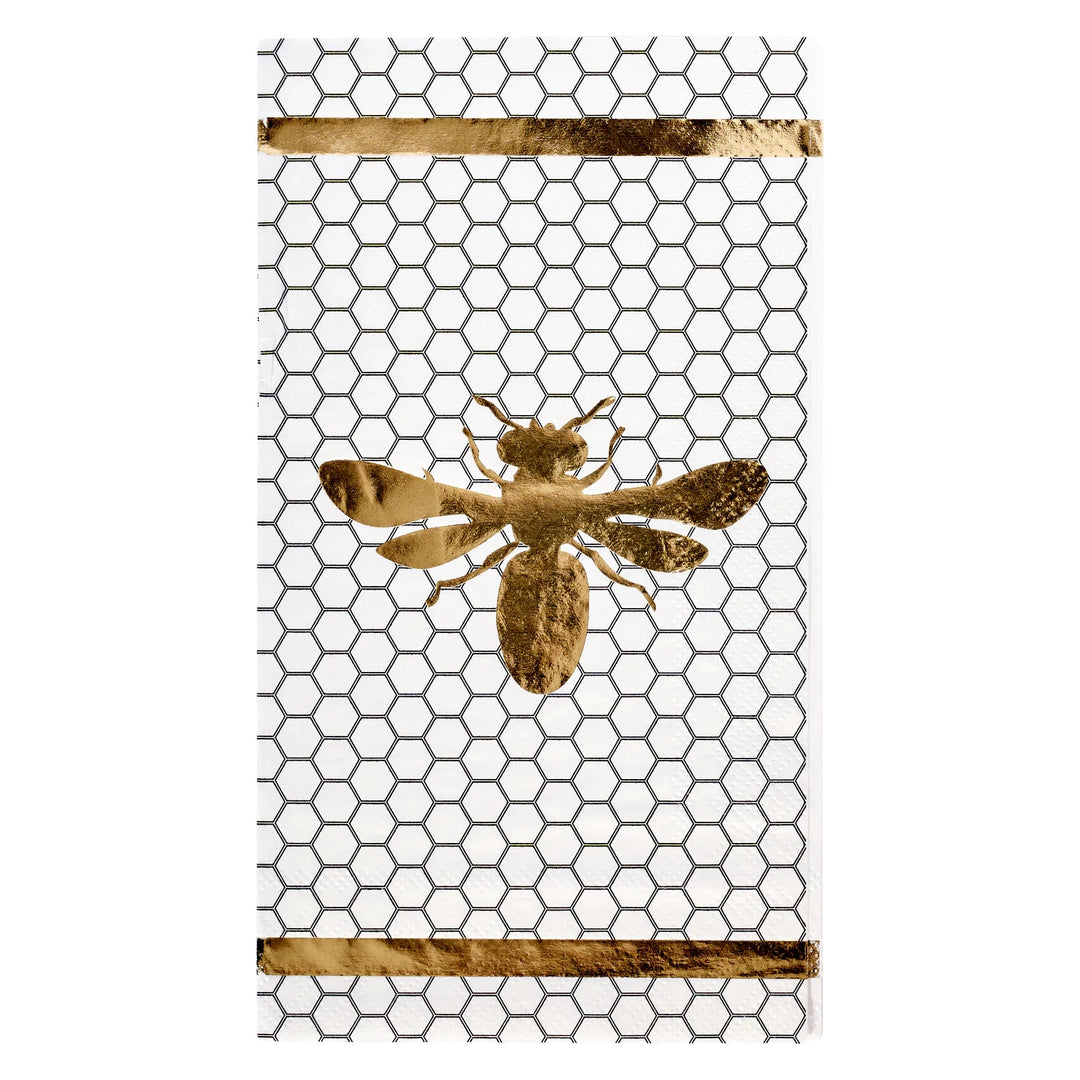 Sophistiplate Honeybee Guest Towels-Home/Giftware-Black & White/ Gold Foil-Kevin's Fine Outdoor Gear & Apparel