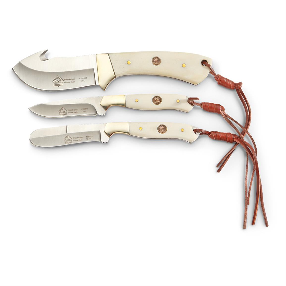 PUMA SGB White Bone Trophy Care Knife & Leather Sheath Set-Knives & Tools-Kevin's Fine Outdoor Gear & Apparel