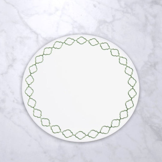 Beatriz Ball Vida Round Embridered Quatrefoil 15.5" Round Placemats Set of 4-Home/Giftware-GREEN-Kevin's Fine Outdoor Gear & Apparel