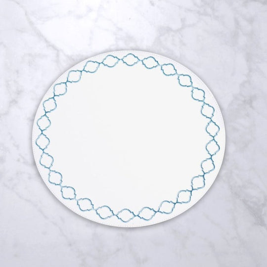 Beatriz Ball Vida Round Embridered Quatrefoil 15.5" Round Placemats Set of 4-Home/Giftware-BLUE-Kevin's Fine Outdoor Gear & Apparel