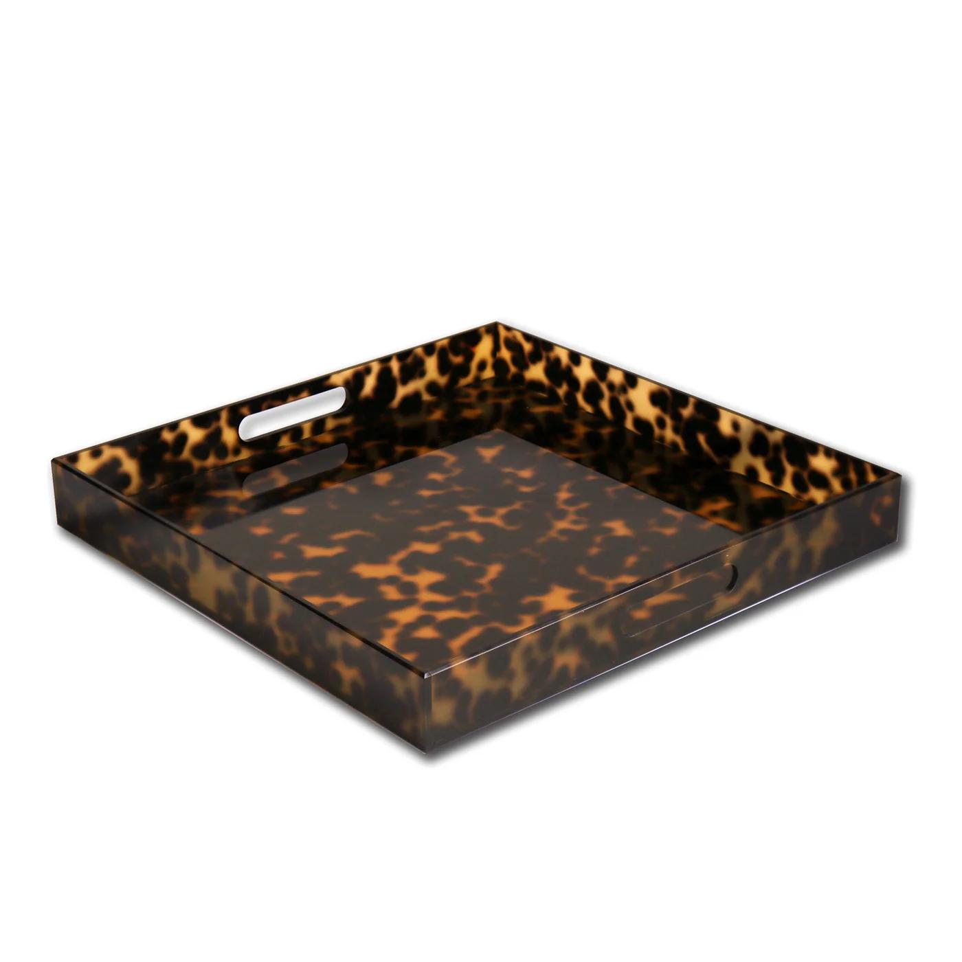Beatriz Ball VIDA Acrylic Tortoise Large Square Tray with Handles-Home/Giftware-Kevin's Fine Outdoor Gear & Apparel