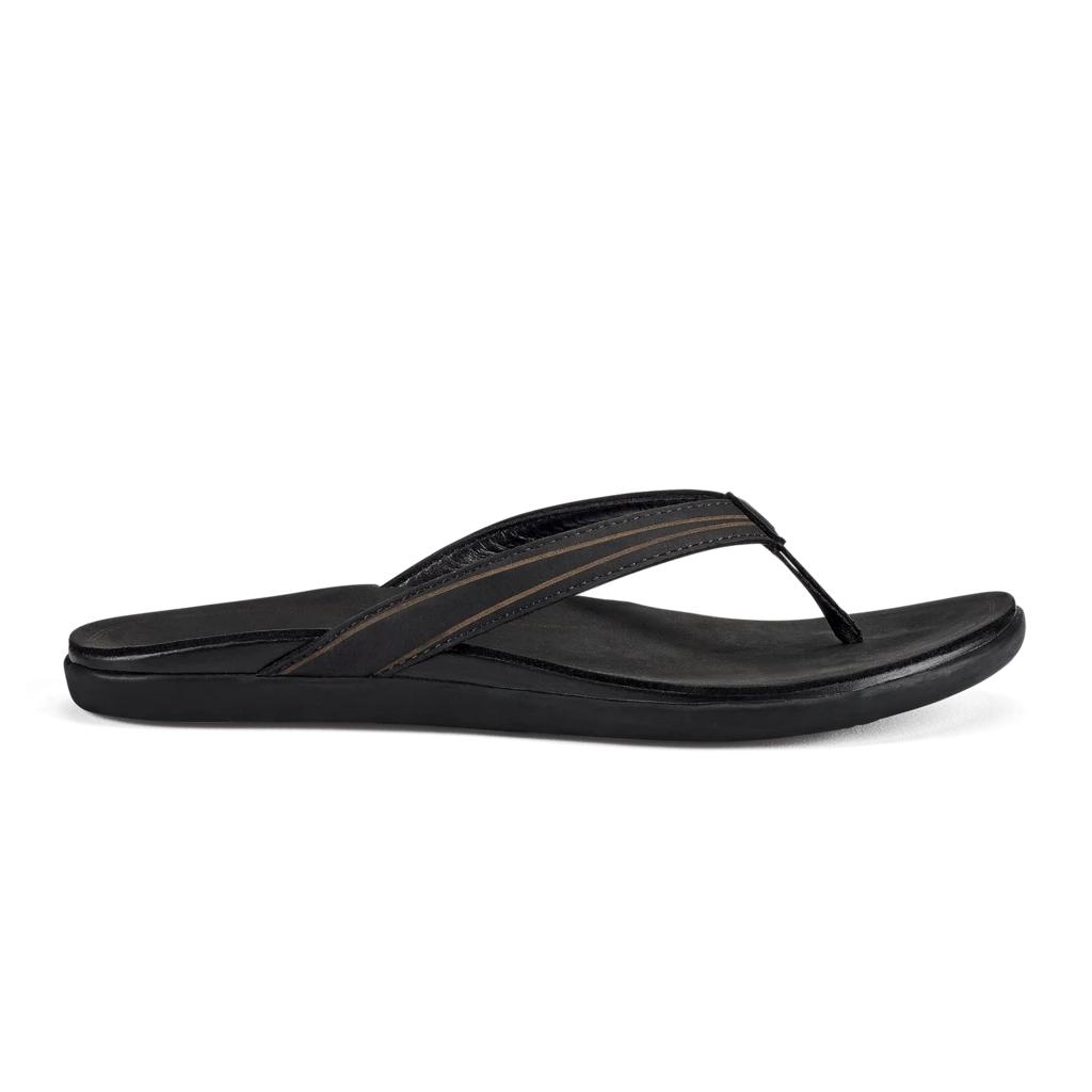 Olukai Women's Aukai Leather Sandals-Women's Footwear-Black/ Black-6-Kevin's Fine Outdoor Gear & Apparel