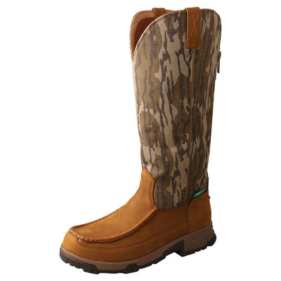 Twisted X Men's 17" Pull-On Snake Boot-FOOTWEAR-Distressed Saddle / Bottomland Camo-9-M-Kevin's Fine Outdoor Gear & Apparel