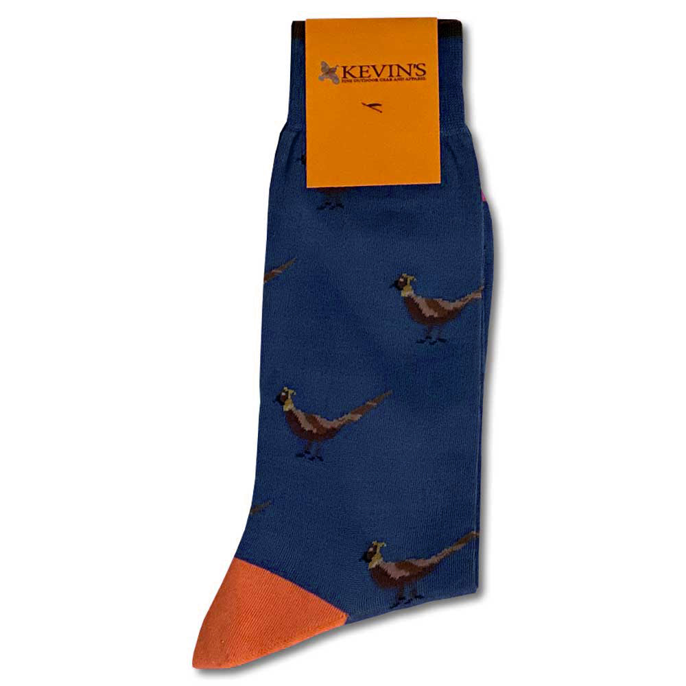 Kevin's Finest Men's Upland Themed Socks-Footwear-Light Blue / Pheasant-Kevin's Fine Outdoor Gear & Apparel