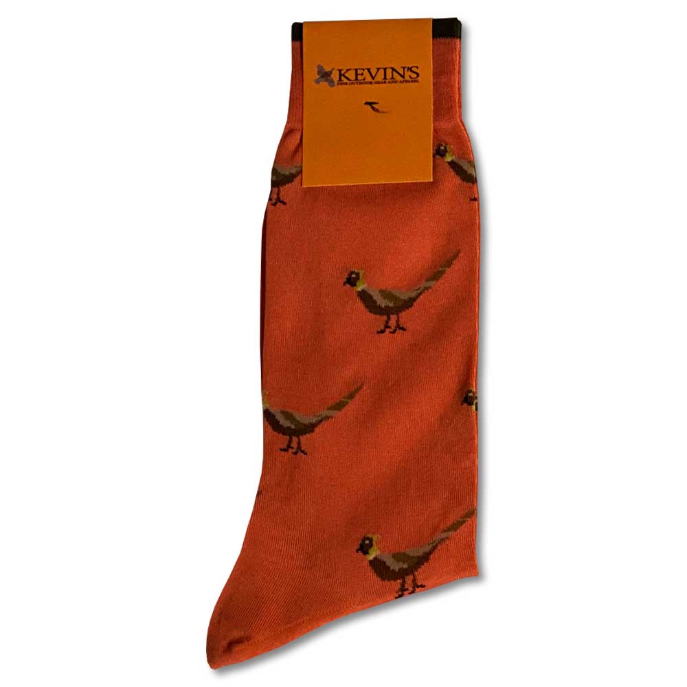 Kevin's Finest Men's Upland Themed Socks-Women's Footwear-Orange Pheasant-Kevin's Fine Outdoor Gear & Apparel