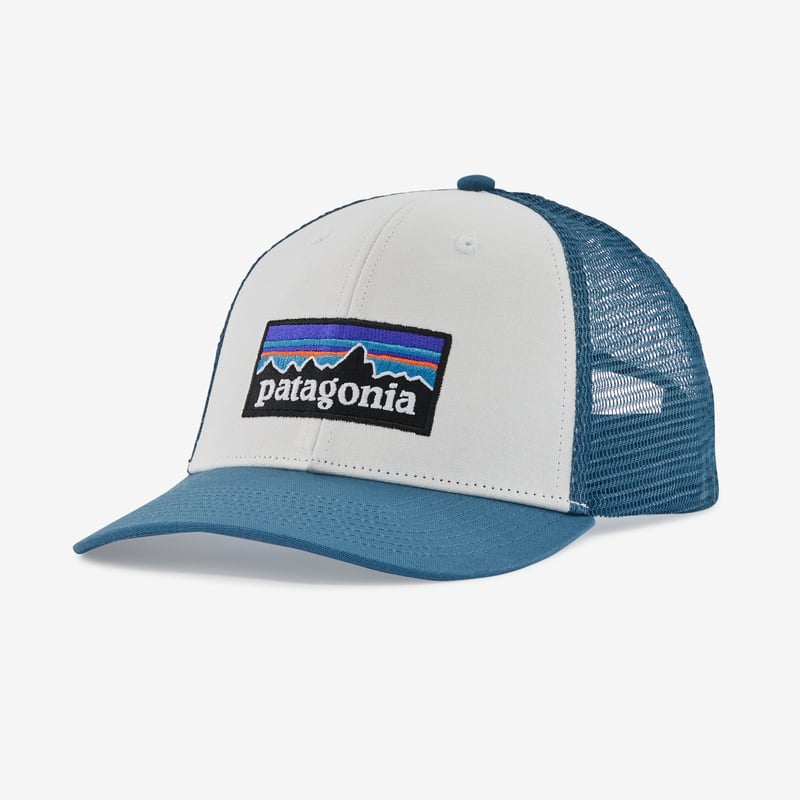 Patagonia P-6 Logo LoPro Trucker Hat-Men's Accessories-White w/ Wavy Blue-Kevin's Fine Outdoor Gear & Apparel