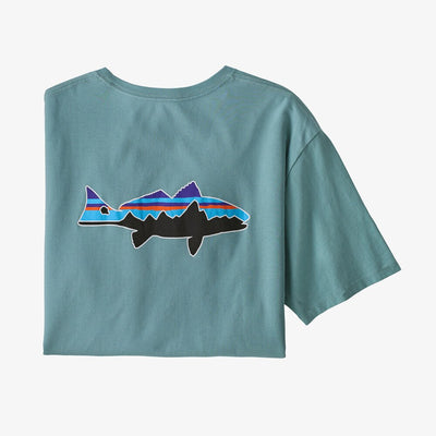 Patagonia Men's Fitz Roy Organic Fish T-Shirt-MENS CLOTHING-Upwell Blue w/Fitz Roy Redfish-S-Kevin's Fine Outdoor Gear & Apparel