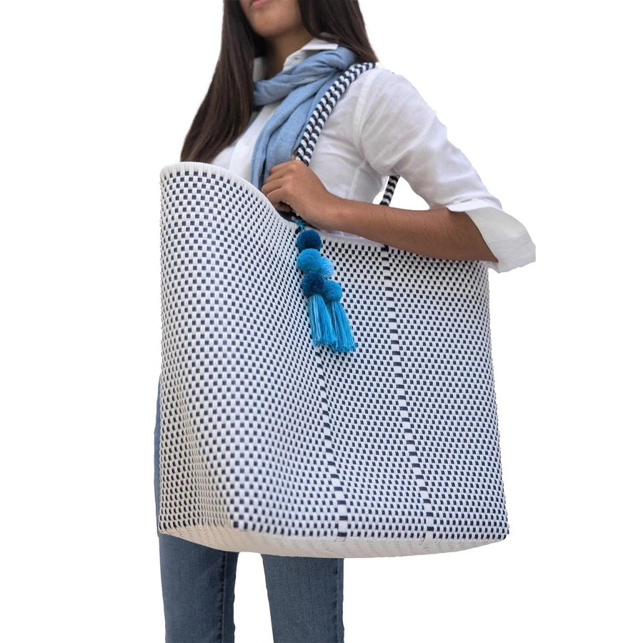 Open Large Tote-Women's Accessories-White / Navy-ONE SIZE-Kevin's Fine Outdoor Gear & Apparel